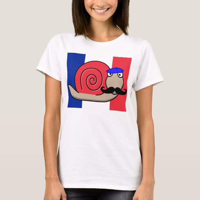 Camiseta Caracol do Dia da Bastilha com bigode (Frente)