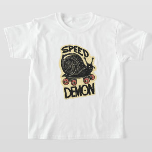Camiseta Caracol Engraçado em Skate – Demônio da Velocidade