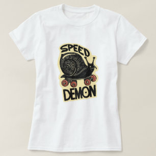 Camiseta Caracol Engraçado em Skate – Demônio da Velocidade
