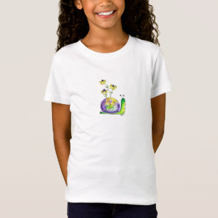 Camiseta Caracol Feliz Branca Com Flores Amarelas