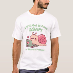 Camiseta Caracol Fofo Trabalhando No Laptop Eu Vou Concluir