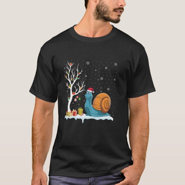 Camiseta Caracol Santa Hate Árvore Festiva Luz Natal Pajam (Frente)