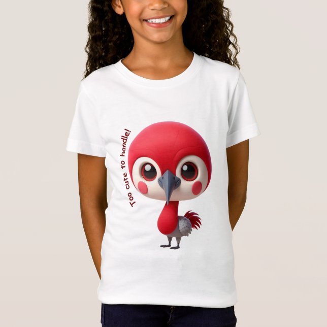 Camiseta Caractere Adorável de Pássaro Vermelho (Frente)