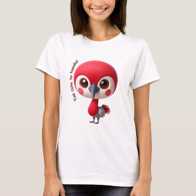 Camiseta Caractere Adorável de Pássaro Vermelho (Frente)