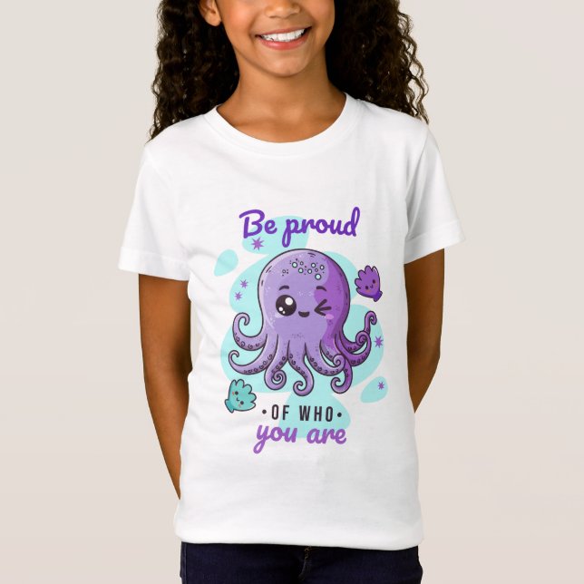 Camiseta Caractere Animal Octopus Kawaii Sea Motivation (Frente)