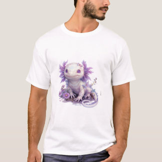 Camiseta Caractere Axolotl Adorável com Design de texto de
