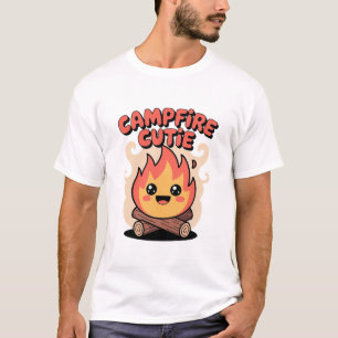 Camiseta Caractere de Fogo Kawaii Laranja-Cute