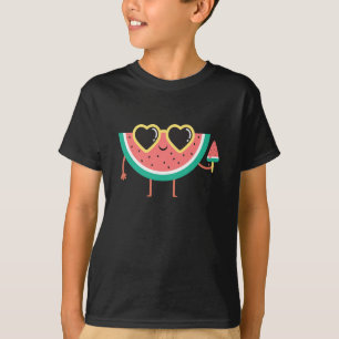 Camiseta Caractere de Melancia Cura com Óculos de Sol e Gel