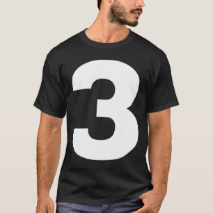 Camiseta Caractere de Símbolo de Fonte Grande Número Três