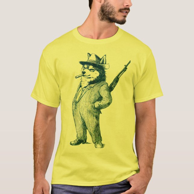 Camiseta Caractere Raposa Pirata - Espada, Chapéu Crânio, (Frente)