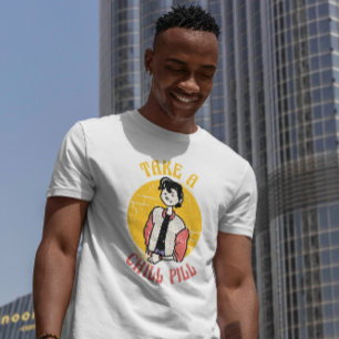 Camiseta Caractere Retroativo de Pílula de Enchimento
