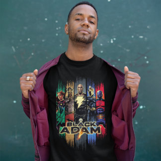 Camiseta Caracteres Adão Pretos Em Gráfico De Stripes