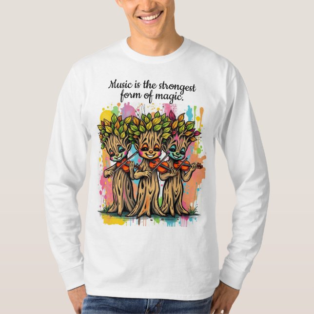 Camiseta Caracteres de Árvore Musical Cuta (Frente)