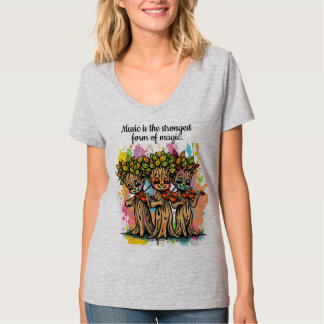 Camiseta Caracteres de Árvore Musical Cuta