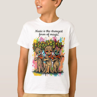 Camiseta Caracteres de Árvore Musical Cuta