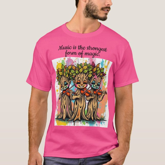 Camiseta Caracteres de Árvore Musical Cuta (Frente)