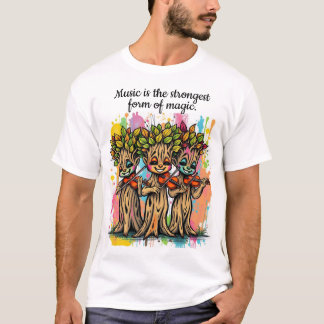 Camiseta Caracteres de Árvore Musical Cuta