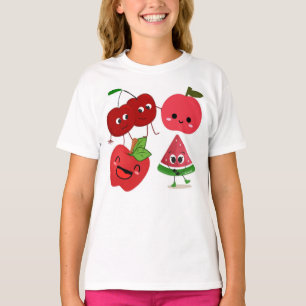 Camiseta Caracteres de Fruta de Sorriso de Corte