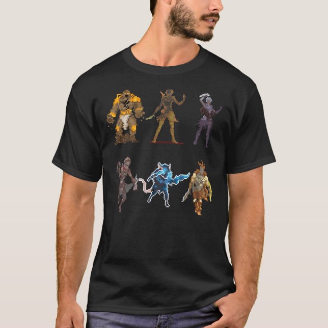 Camiseta Caracteres de início Gloomhaven Design de pixel -  (Frente)