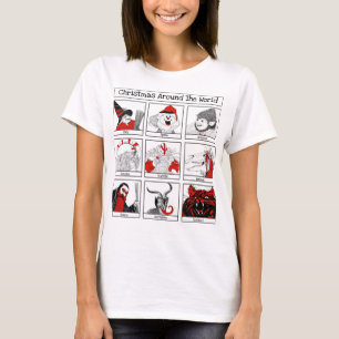 Camiseta Caracteres De Natal À Volta Da Ilustração Mundi