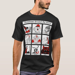 Camiseta Caracteres De Natal À Volta Da Ilustração Mundi