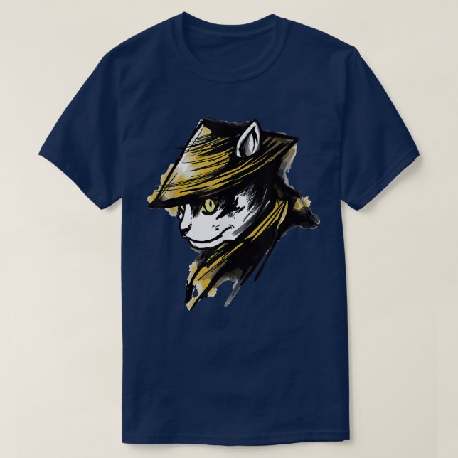 Camiseta Caracteres Japoneses Samurai Cat (2) (Frente do Design)