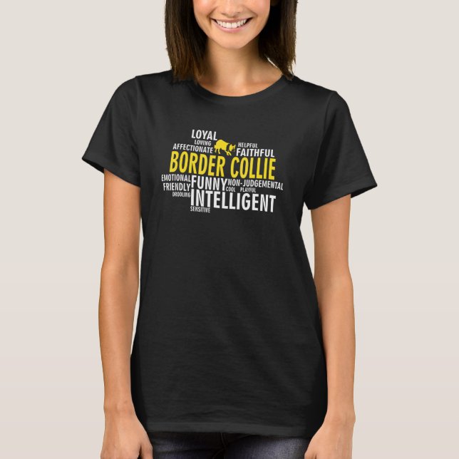 Camiseta Características da Raça de Cão Border Collie (Frente)