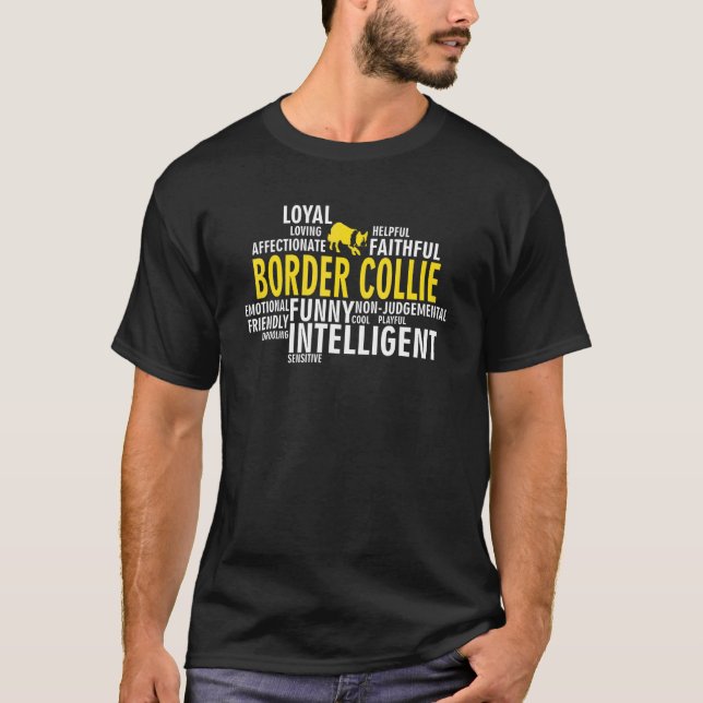 Camiseta Características da Raça de Cão Border Collie (Frente)