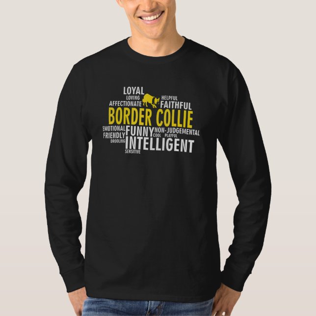Camiseta Características da Raça de Cão Border Collie (Frente)