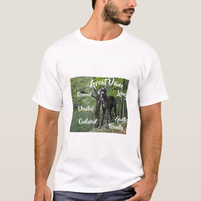 Camiseta Características do Cão Dogue Alemão (Frente)