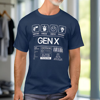 Camiseta Características engraçadas de geração X Marinho ma