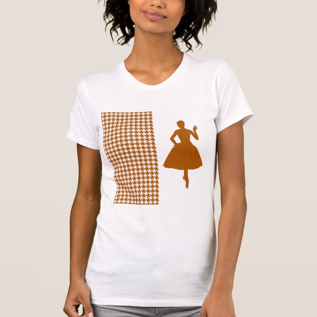 Camiseta Caramel Modern Houndstooth com Fashion Silhouette (Frente)