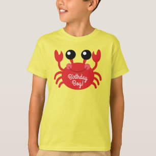 Camiseta Caranguejo Aniversário Garoto Bonito Caricatura Cr