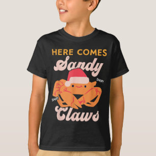 Camiseta Caranguejo de Natal Fofo com Chapéu do Papai Noel,