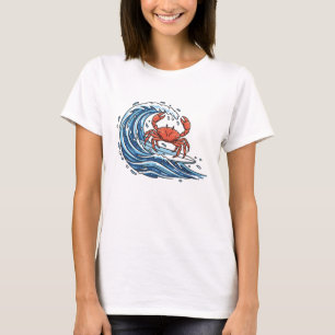 Camiseta Caranguejo Dinâmico de Surfe - Arte Gráfica Ousada