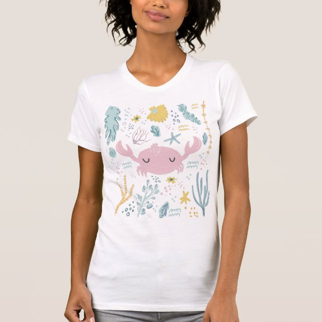 Camiseta Caranguejo Pastel Cujo Oceano Submarino Teve Arte (Frente)