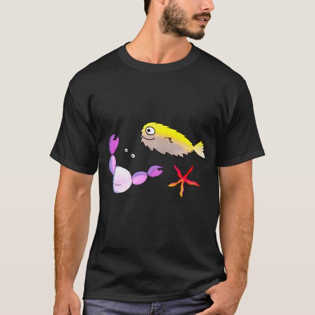 Camiseta Caranguejo, Peixe Baiacu e Estrela do Mar (Frente)