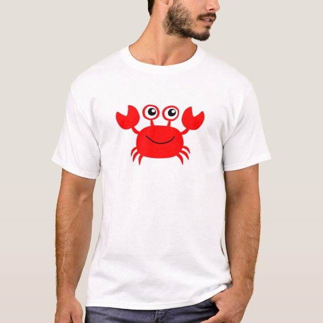 Camiseta Caranguejo vermelho feliz dos desenhos animados (Frente)