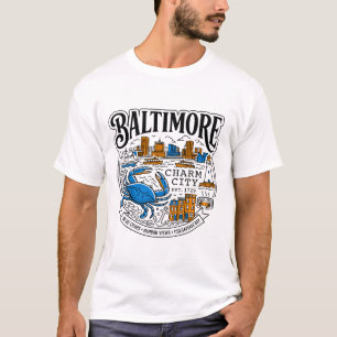 Camiseta Caranguejos Azuis do Porto de Baltimore e Horizont