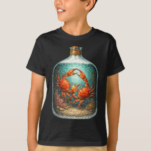 Camiseta Caranguejos Lutando numa Garrafa Arte Náutica Vint