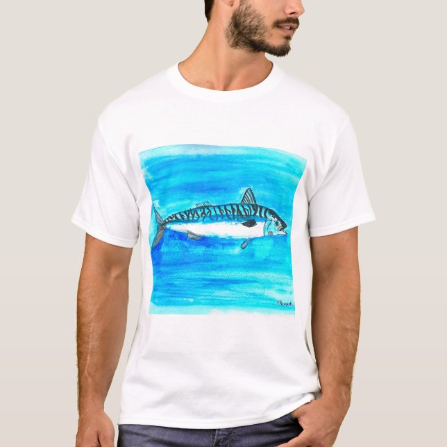 Camiseta Carapau aquarela oceano sob o mar (Frente)