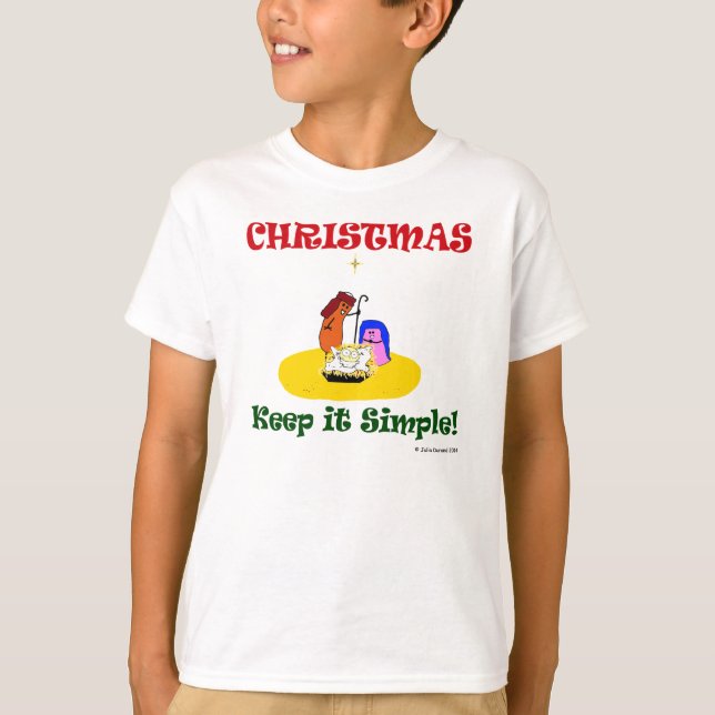 Camiseta "Caras Caras Caras",Natal Mantenha-o Simples, Swee (Frente)