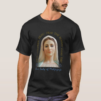 Camiseta Caras crianças rezam Nossa Senhora de Medjugorje