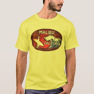 Camiseta Caras de ondas surfs amarelas da Califórnia