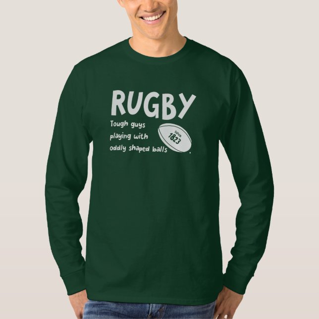 Camiseta Caras de Rugby Humor Tough e T-Shirt Odd Balls (Frente)