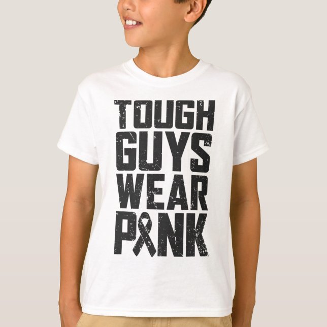 Camiseta Caras Vestem Sensação do Cancer de Mama Rosa Homen (Frente)