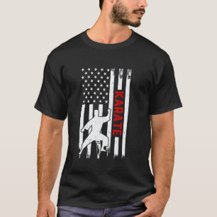 Camiseta Caratê Clássico Lutador de Caratê Bandeira dos EUA