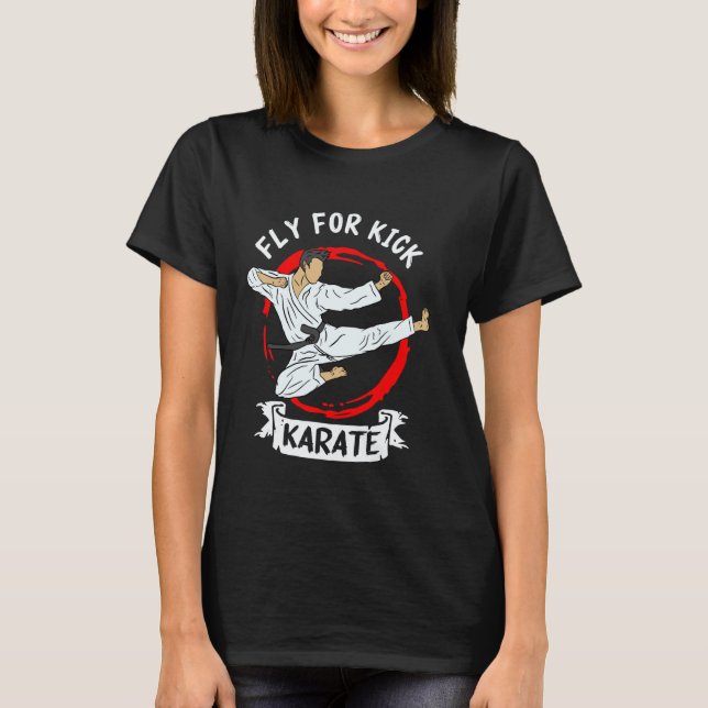 Camiseta Caratê Clássico Voar Para Chutar (Frente)