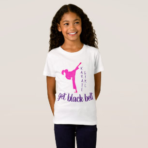 Camiseta Caratê de Artes Marciais, Rapariga Púrpura e rosa,