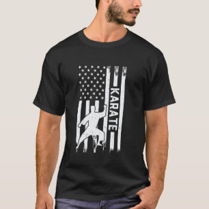 Camiseta Carateca Clássico da Bandeira Americana Lutador de